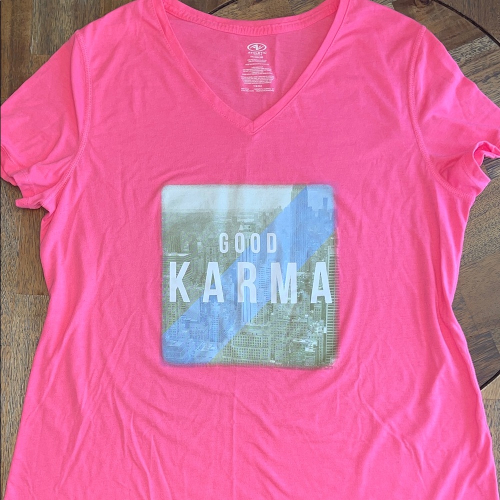 Pink Good Karma V Neck Tee